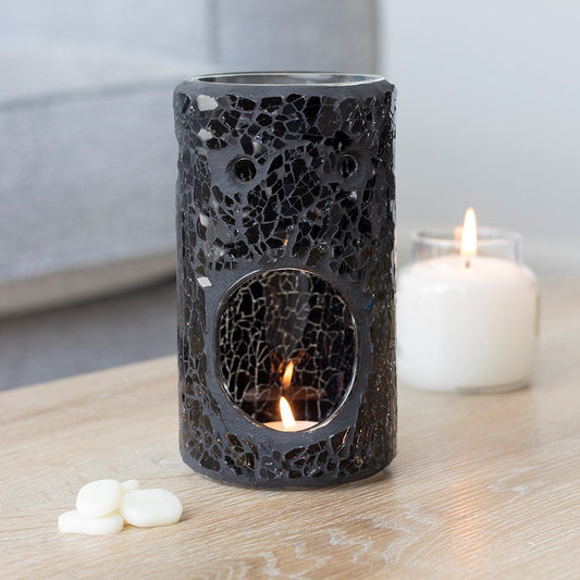 Black Crackle Pillar Burner