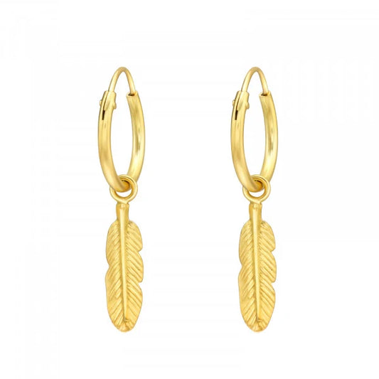 Feather M/Hoop Gold