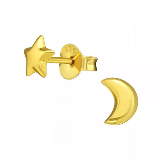 Star & Moon Stud Gold