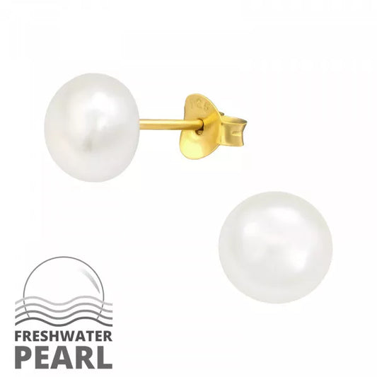 White Pearl Stud Gold